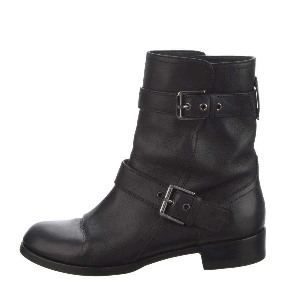 Gianvito Rossi Black Leather Moto Biker Boots
